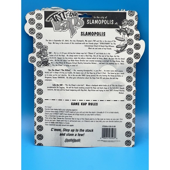 Vintage 1990s TNT & the Kaps Slamopolis Pog Cap Game Set - Sealed On Card - Picture 5 of 5